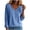 Blue, variant on Women's V-Neck 3/4 Sleeve Blouse Soft Cotton Blend Top with Textured Fabric for Casual Light Workwear(Grey, S)