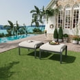 thumbnail image 2 of HOMREST Metal Outdoor Ottoman, 2-Piece Aluminum Footstool w/Removable Cushion, Multipurpose Footrest Stool Additional Seating, Set of 2 Outdoor Ottomans for Patio Deck (Beige), 2 of 6
