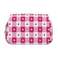 thumbnail image 2 of Kdxio Plaid Heart for Double Compartment Pen Case Oxford Organizer with Zipper Pockets for Students Artists, 2 of 7