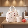 thumbnail image 4 of UNLLLL Portable Insulated Lunch Bag with Ice Pack, Corduroy Bento Tote, Thermal Food Storage Carrier, for Work Picnic Camping Daily Use (White, Strawberry), 4 of 7
