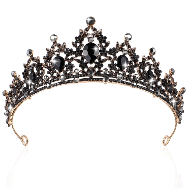 KAKOWELY Corona para mujer, corona gótica con diamantes de imitación, tiara de estilo barroco, corona nupcial para boda, accesorio para el cabello para mujer