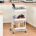 thumbnail image 2 of KK KINGRACK Rolling Cart, Utility Cart, Heavy Duty Storage Cart, Metal & Plastic, White, 2 of 7