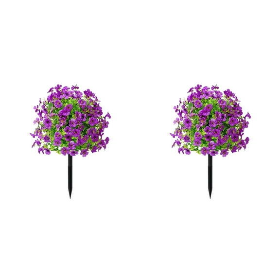 Artificial Fern Plant Verdsylv Set of 2 Artificial Violet Topiary Trees - Ground Insert Faux Shrubs for Indoor/Outdoor Porch Decor with Fade-Resistant Design, Persian Faux Greenery Stems, Purple
