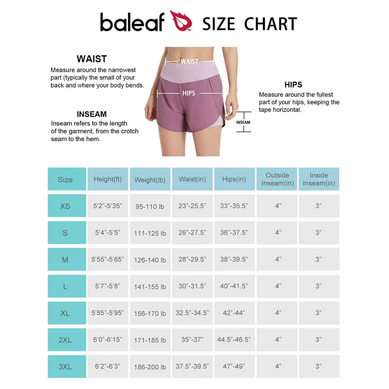 BALEAF Women's 2 in 1 Running Athletic Shorts Lightweight Quick-Dry Workout  Gym Yoga Shorts with Pockets Pink S 