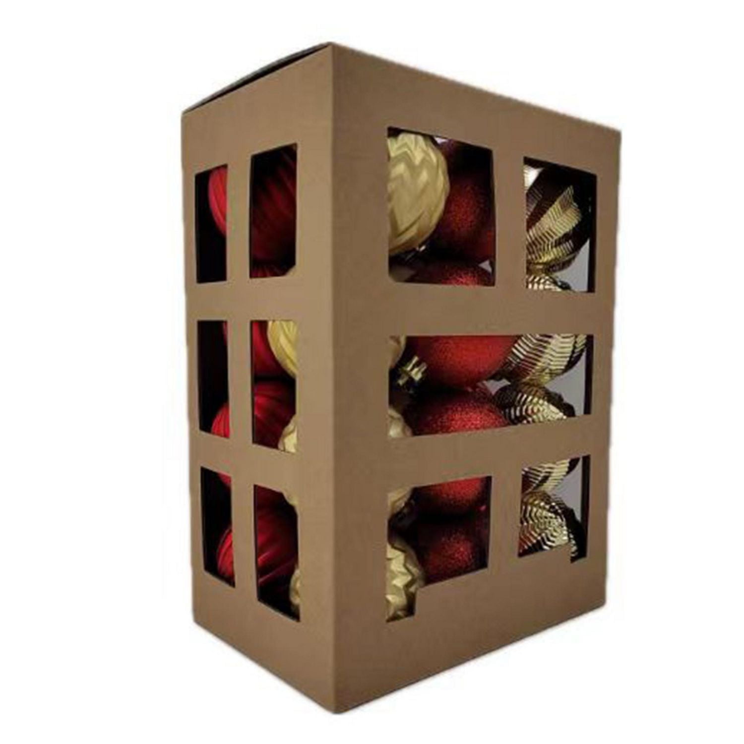 Holiday Time 24 Count Shatterproof Ornaments-Red/Gold, 24 pieces