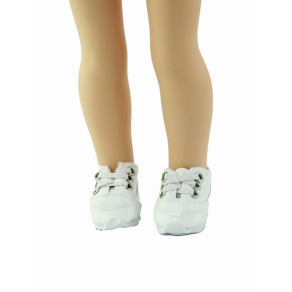 White Sporty No Tie Sneakers For 14 Inch Dolls