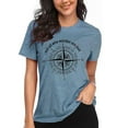 thumbnail image 2 of Compass Womens Graphic T Shirt Not All Who Wander are Lost Tees Athletic short sleeve Summer Casual Tee Tops, 2 of 5