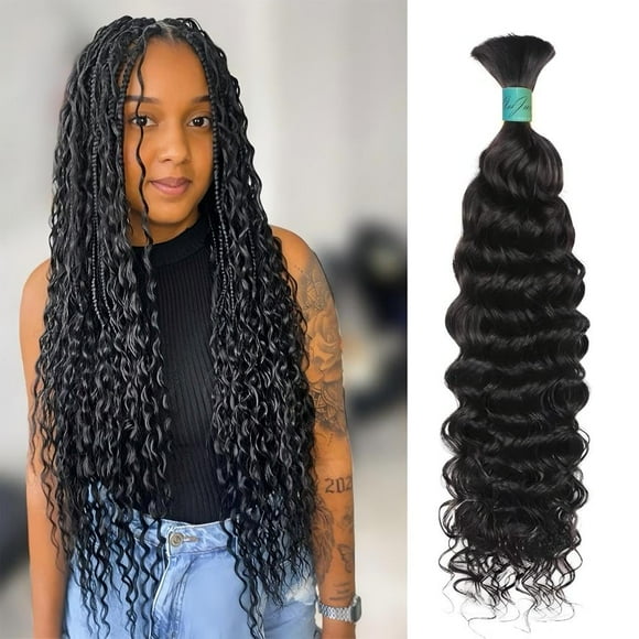 AnJudyReid Boho Braids Human Hair Wet and Wavy Micro Braiding Human Hair No Weft Human Braiding Hair Extensions for Box Boho Braids 50g with 1 Bundles(20inch,Natural Black)