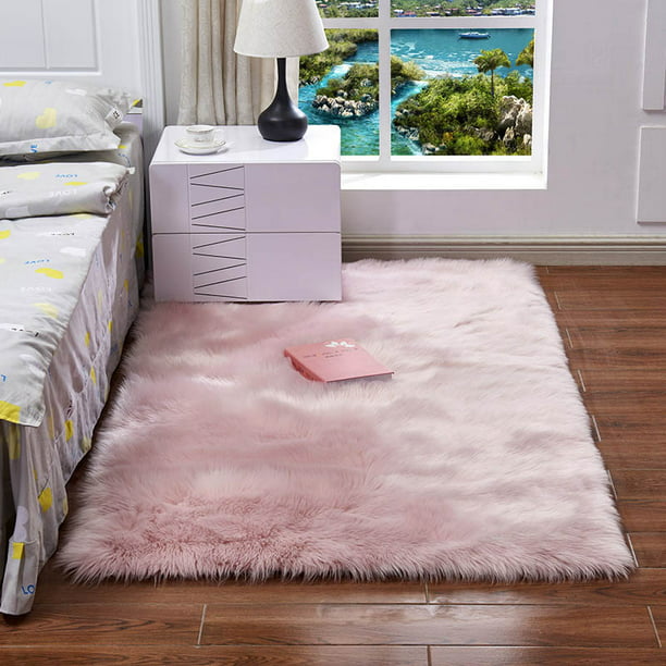 Ultra Soft Faux Fur Area Rug Fluffy, Light Pink Fur Area Rug