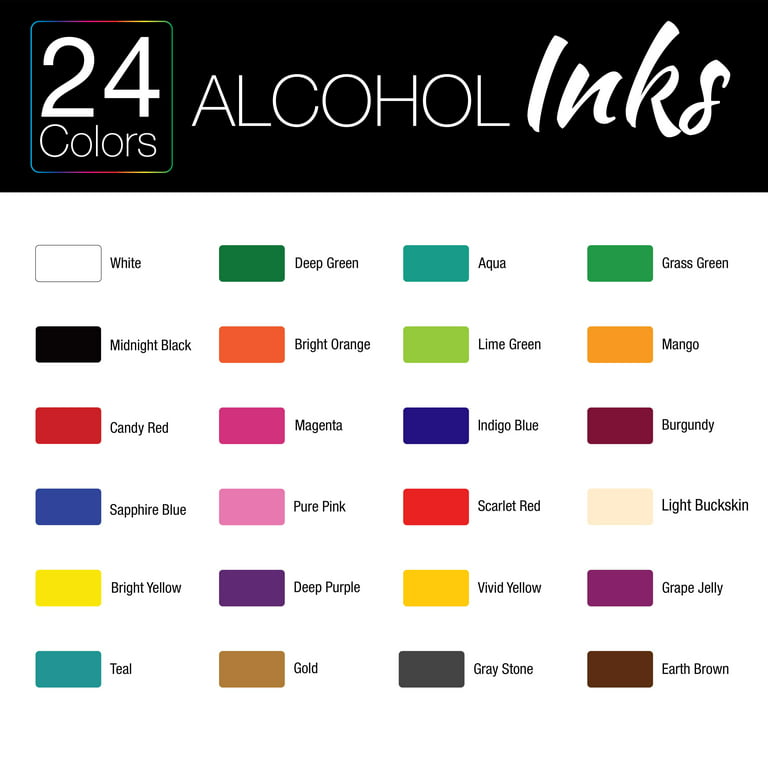 US Art Supply 24 Color Alcohol Ink Set - Huge 30ml Triple Sized 1-oz  Bottles - Includes 4-oz Blender & 30 Swabs - Vibrant Highly Concentrated  Pigment
