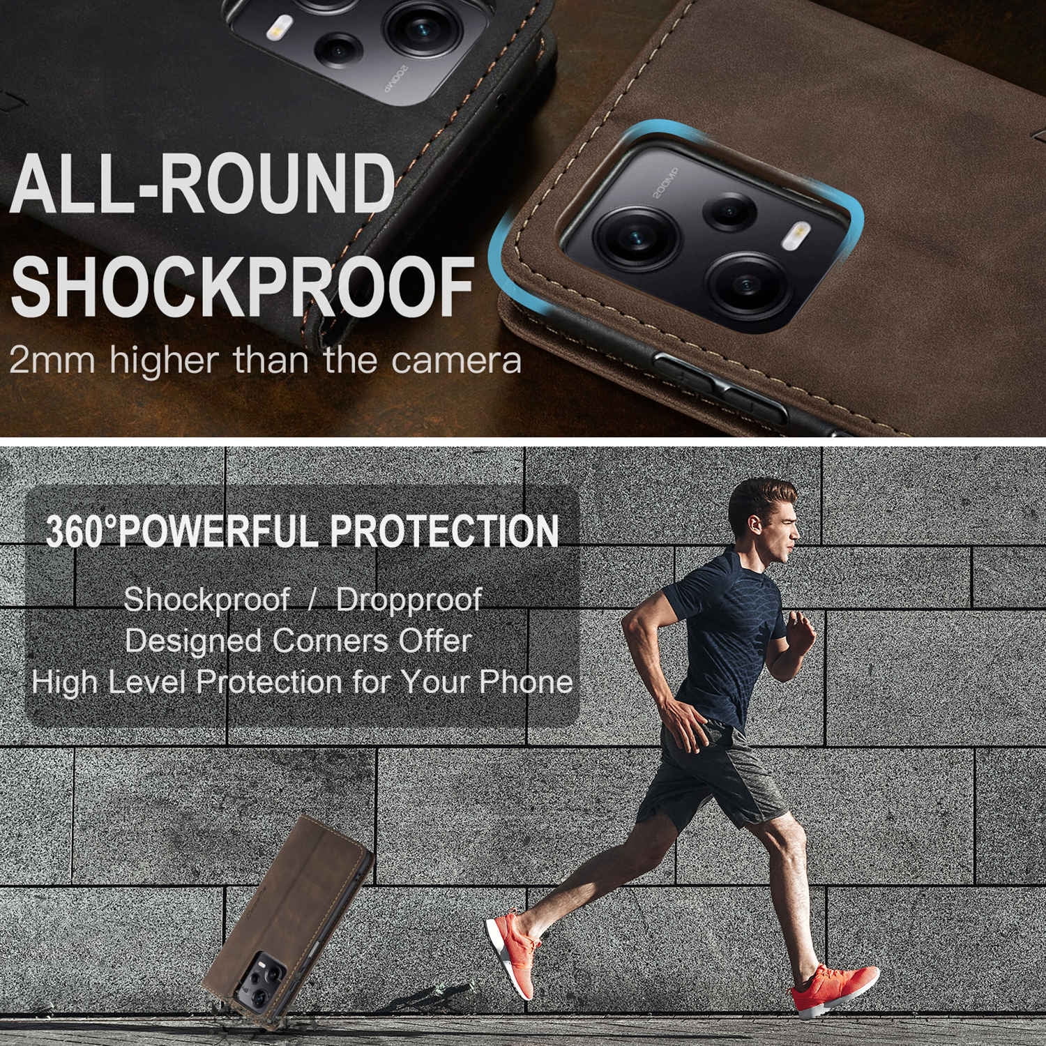 ETFAST Leather Wallet With Card Holder Zipper Phone Case For Xiaomi Poco X5 Pro High Quality Leather Phone Case