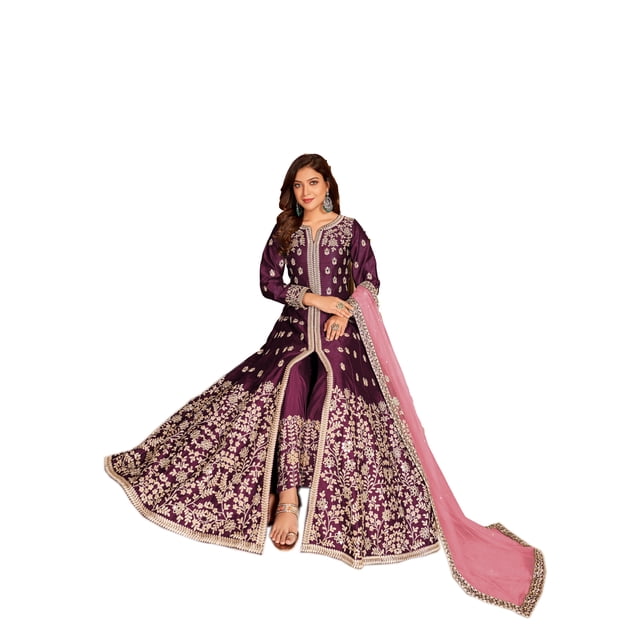 Tenue de Mariée Violette Personnalisée, Lourd, Designer Pakistanais, Mariage, Fête Indienne, Robe Anarkali