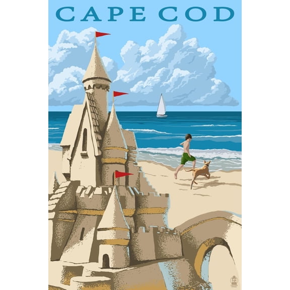 Art.com Cape Cod - Sand Castle Art Print by Lantern Press, 12" x 18"