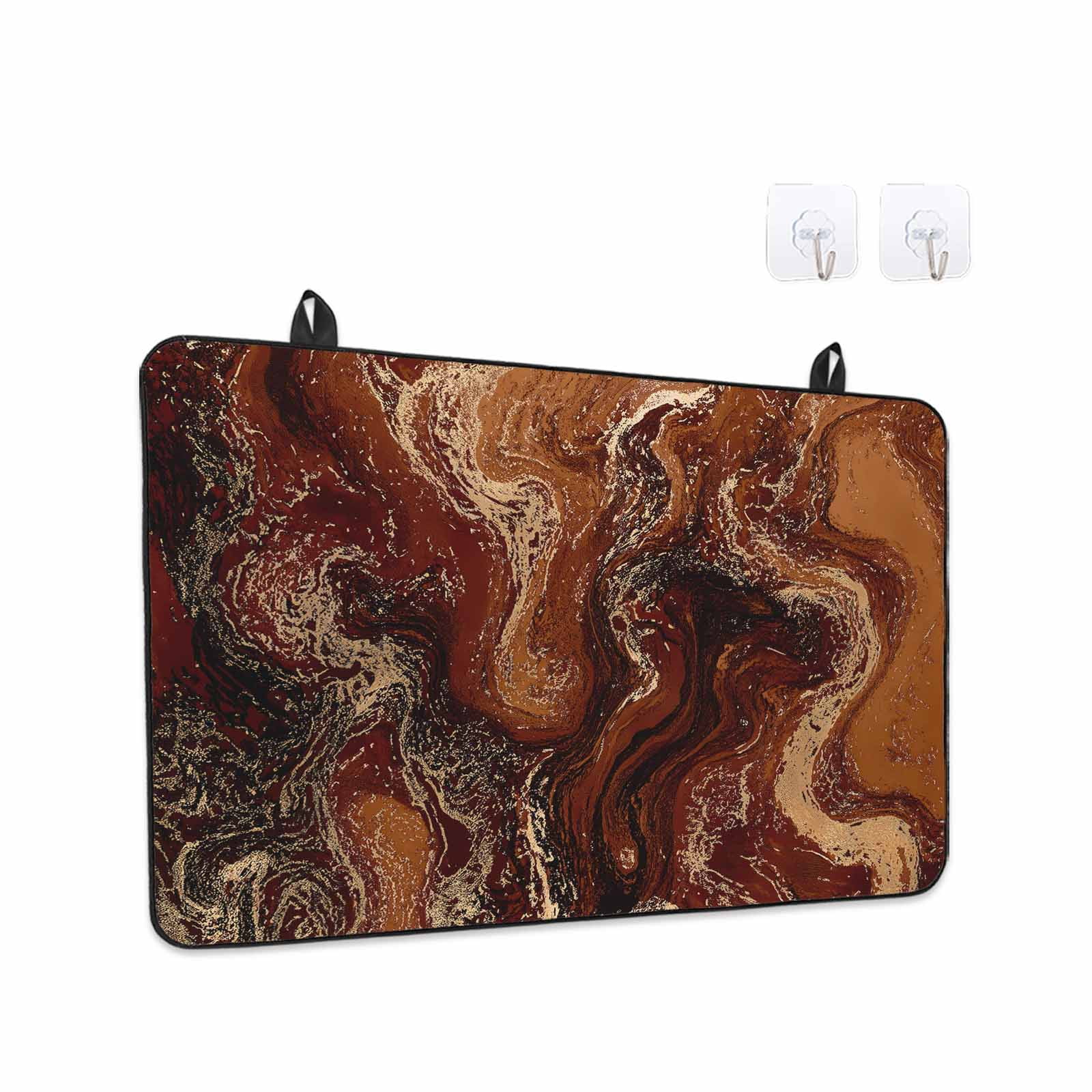 Brown Marble Stove Top Cover for Electric Stove, Heat-proof & Non Slip Glass Top Stove Cover Protector, Ombre Abstract Striped Mottled Aesthetic Kitchen Flat Cooktop Rubber Mat 28.5x20.5 Inches