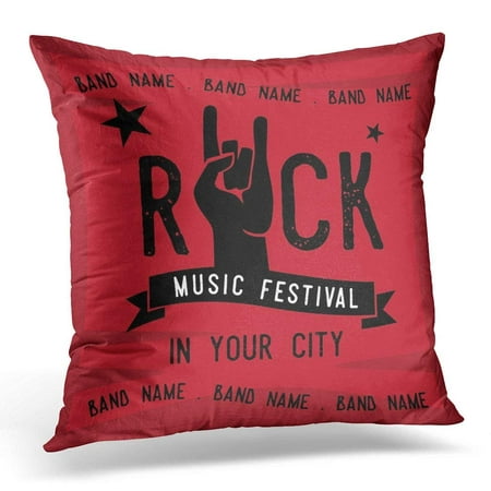 CMFUN Roll Rock Music Hand Band Concert Emblem Festival Pillows case 16x16 Inches Sofa Home Decor Cushion