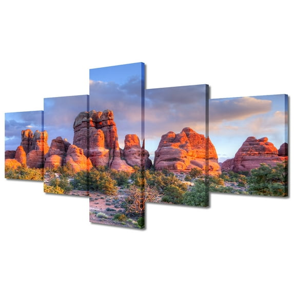 TISHIRON 5PCS Framed Canvas Wall Art Set,50"x24"Canyonlands National Park Canvas Art Decor