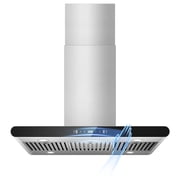 Joeaonz 36" Stainless Steel Island Range Hood with LED Lighting, 3-Speed Touch Control, Ducted/Ductless Convertible