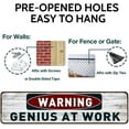 thumbnail image 3 of Funny Warning Genius At Work Sign Wall Decor Retro Metal Dorm Room Vintage Tin Sign 4" by 16", 3 of 5
