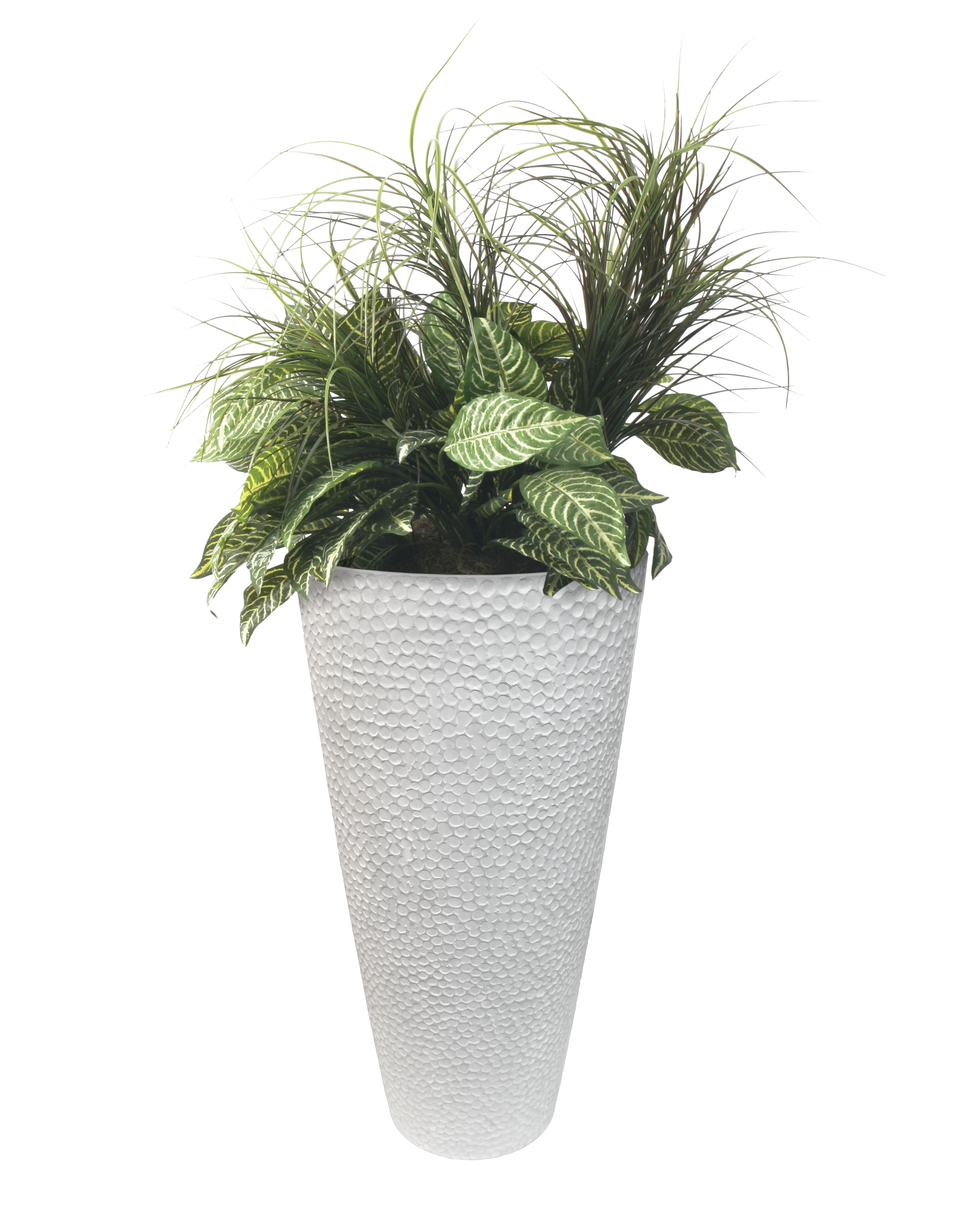 Valencia 28" Hammered Vase Planter, Weathered White