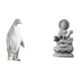 thumbnail image 1 of Escultura de pingüino Escultura de pingüino Decoración Estatua de animal Adorno de mesa Artesanía Resina Estatua de Guan Yin Textura de Ad, 1 of 8