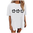 thumbnail image 1 of TSADFHJI Col Roulé Simulé pour Femmes Grande Taille Mode Décontractée Imprimée Col Rond Manches Courtes Chandail T-Shirt m Blanc, 1 of 4