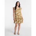 thumbnail image 3 of Time and Tru Women's Double Cloth Mini Dress with Flutter Sleeves, Sizes XS-XXXL, 3 of 6
