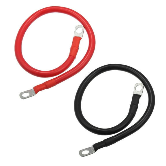 Unique Bargains 1 Pair 4 AWG Gauge 1.5ft Battery Inverter Cables with 3/8" Ring Universal for Car Vehicle RV Black Red