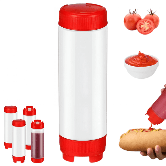 Rechmart 16 Oz Inverted Plastic Squeeze Bottles, Refillable Tip Large Valve Dispenser Condiment Squeeze Bottle for Sauces Ketchup