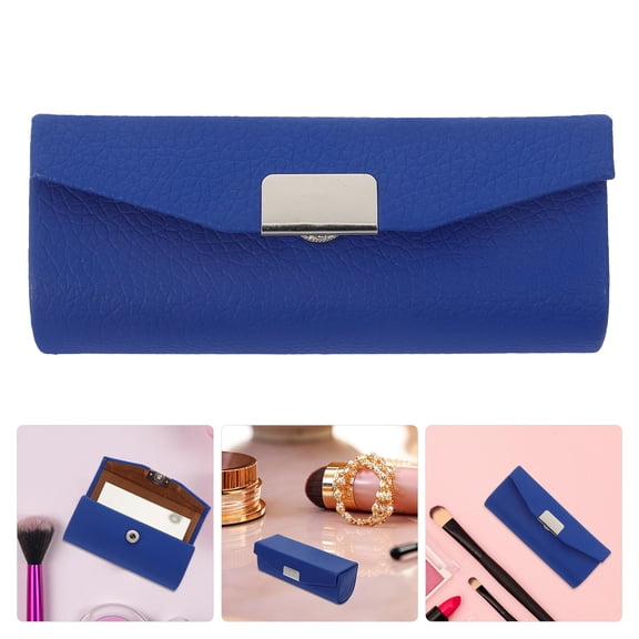 TABLZONE PU Lipstick Holder with Mirror, Portable Makeup Case for Travel and Storage