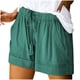 thumbnail image 1 of ¡Ofertas del día! Pantalones cortos Bidobibo de verano para mujer, holgados e informales, cómodos, con cintura elástica y cordón ajustable, de algodón, de color liso y con bolsillos., 1 of 7