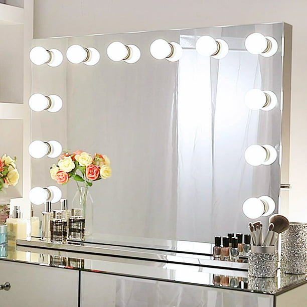 Chende Large Frameless Hollywood Makeup, Tabletop Vanity Mirrors With Lights