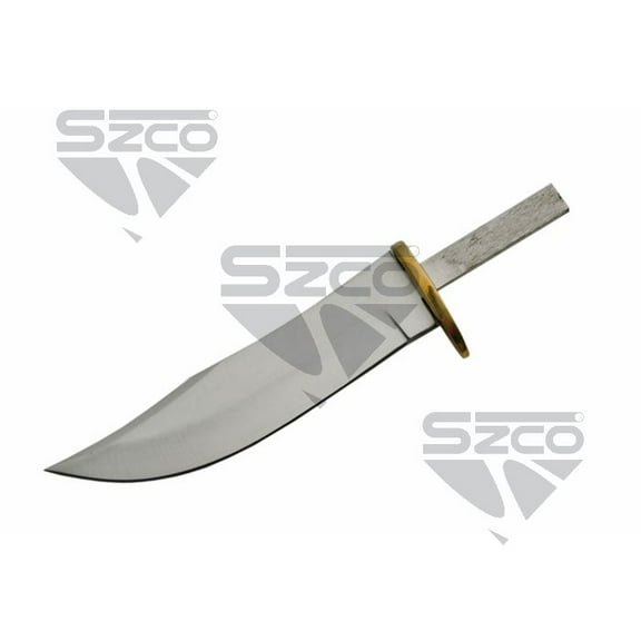 SZCO 7" Tiger Skinner Style Utility Blade Blank with Brass Guard, Heavy Gauge Construction and Classic Profile