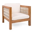 thumbnail image 5 of GZXS 30.25"W Outdoor Armchair, Weather-Resistant Acacia Wood Frame Club Chair with Beige Rope Arms & Removable Cushions, for Deck/Poolside/Balcony, Easy Assembly, 5 of 10