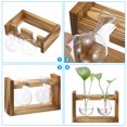 thumbnail image 4 of Uxcell Propagation Vases for Plants with Wooden Stand, Glass Vase, Wood Color (3 Bulb), 4 of 7