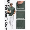 thumbnail image 5 of GIRUNS Mens Henley Shirts Short Sleeve Casual Classic Cotton T-Shirts Pocket Button Tees Green L, 5 of 7