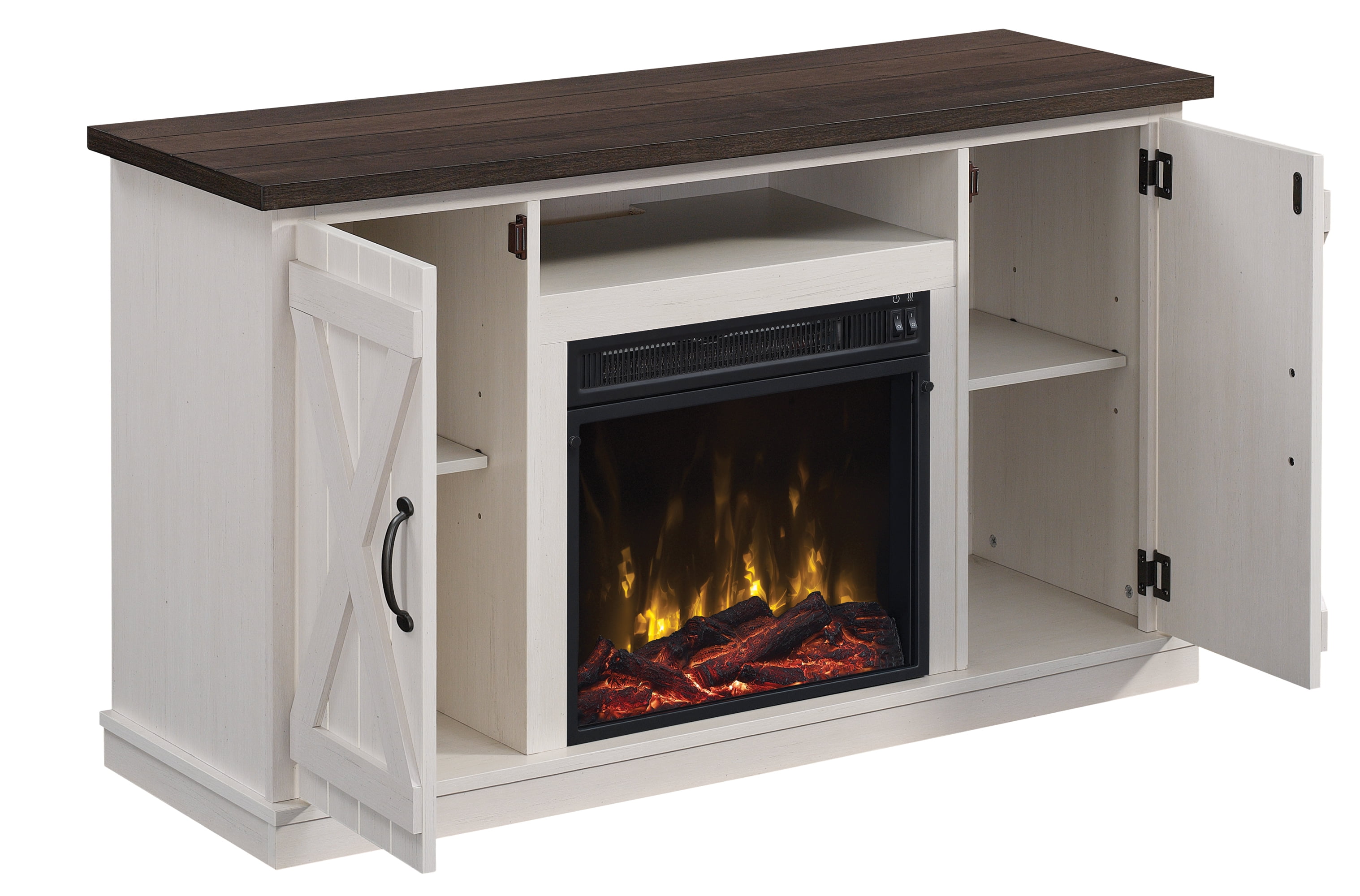 Terryville White Tv Stand For Tvs Up To 55 With Electric Fireplace