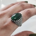 thumbnail image 5 of Malachite Mans Ring, Natural Green Malachite, Spiritual, Silver Jewelry, 925 Silver Ring, Birthday Gift, Heavy Mens Ring, Arabic Design, Ottoman Style Ring, Christmas, Turkey Mens Signet Ring, 5 of 7