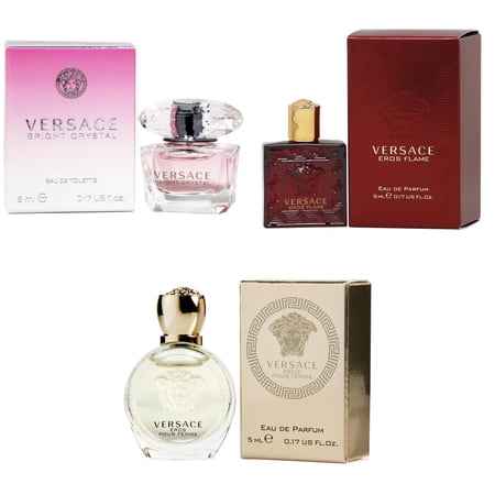 Versace Bright Crystal EDT, Eros Flame EDP, Eros Women EDP - 5ml 3PK Kit