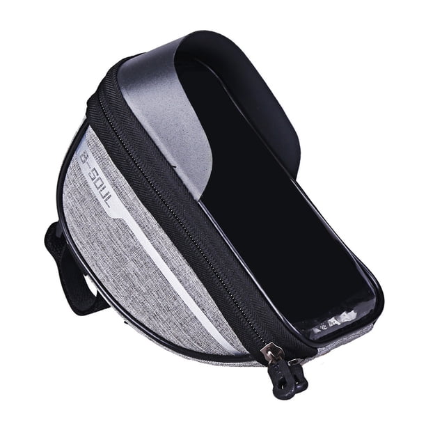 Yuarrent Bolsa de marco de tubo delantero de bicicleta soporte de pantalla táctil de teléfono móvil exterior negro Ciclismo Gris