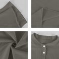 thumbnail image 5 of Men's Cotton Linen Henley Shirt 2026 Short Sleeve Button Down Shirts Solid Casual Summer Beach T-Shirts Gray S, 5 of 7