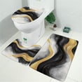thumbnail image 2 of Black White Gray Gold Marble Pattern Bathroom Rugs Sets 3 Piece,Toilet Cover Set,Absorbent Non Slip Bathroom Mats Sets with U-Shaped Contour Rug Toilet Rug Set, 2 of 5