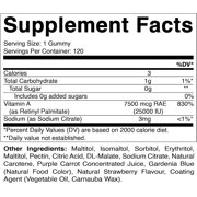 Vitamatic Sugar-Free Vitamin A 25000 IU Gummies, Natural Strawberry, 120 Count, 4.65 oz- 2 Pack