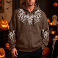 thumbnail image 2 of VeFlora Y2K Graphic Zip Up Hoodie for Men, Long Sleeve Drawstring Oversized Sweatshirt for Daily Wear Party(Khaki/S), 2 of 4