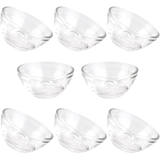 8 cuencos de vidrio pequeños para preparar comidas, cuencos transparentes para servir, tazas para salsas para preparación de cocina, postres, salsas, ensaladas, platos de dulces (2,3 pulgadas)