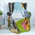 thumbnail image 4 of Animal Soft Flannel Fleece Blanket, Kids Design Children Nursery Room Safari Themed Cartoon Animals Image Artwork Print, Cozy Plush for Indoor and Outdoor Use, 50" x 70", Multicolor, by Ambesonne, 4 of 5