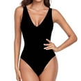 thumbnail image 4 of Zpanxa Womens Swimsuits V-Neck Backless One-Piece Filled Bra Swimwear Beachwear Black M, 4 of 7