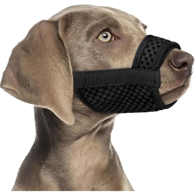 Mayerzon Dog Muzzle with Hook and Loop for Large Medium Small Dogs, Patented Soft Mesh Beagle Labrador Puppy Muzzles for Biting Chewing Grooming, Breathable, Adjustable, Allows Panting Drinking