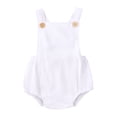 thumbnail image 2 of Newborn Baby Summer Romper Unisex Solid Color Button Jumpsuit Sleeveless Backless Overalls Outfits White, 2 of 6