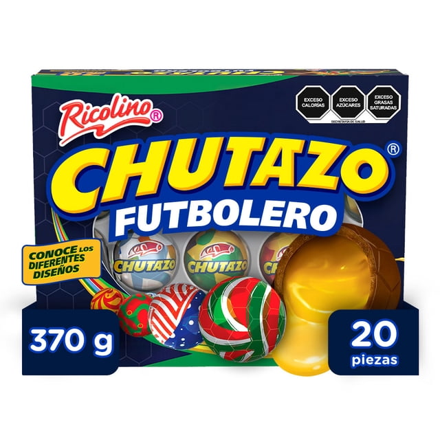 Dulce Chutazo Ricolino sabor a chocolate con relleno sabor a rompope Futbolero 370 g