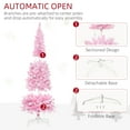 thumbnail image 6 of HOMCOM 6ft Prelit Snow Flocked Artificial Christmas Tree with Pencil Shape, Pine Realistic Branches, Warm White LED lights, Auto Open, Pink and White, 6 of 9